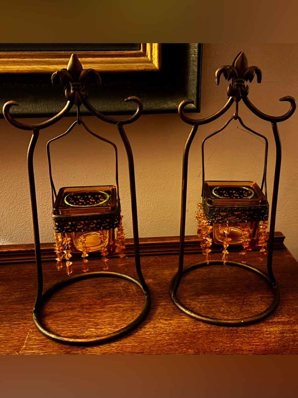 Pair of Y2K Home Interiors Fleur-de-Lis Candle Holders. - Picture 4 of 4